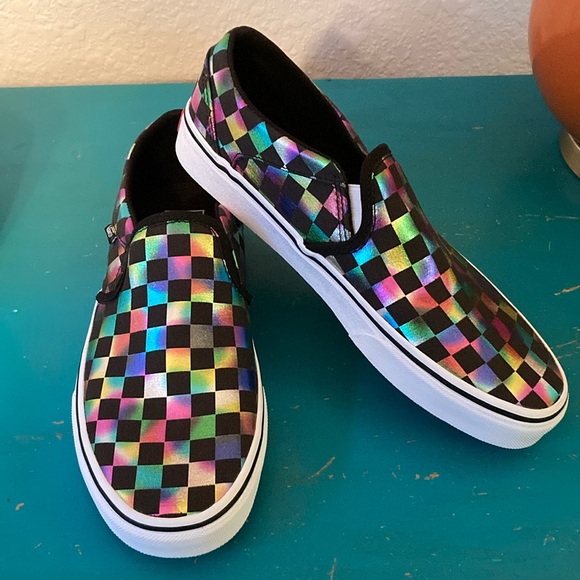 Vans Shoes - Vans Asher Iridescent Multi color Checkerboars. Women’s Size 8.5